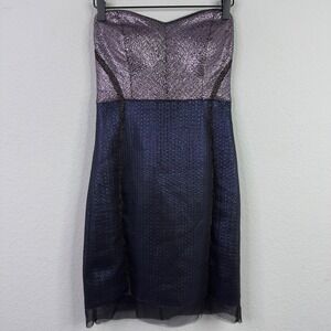 Phoebe Dress Size 2 Purple Blue Metallic‎ Shimmer Strapless Cocktail Maximalist